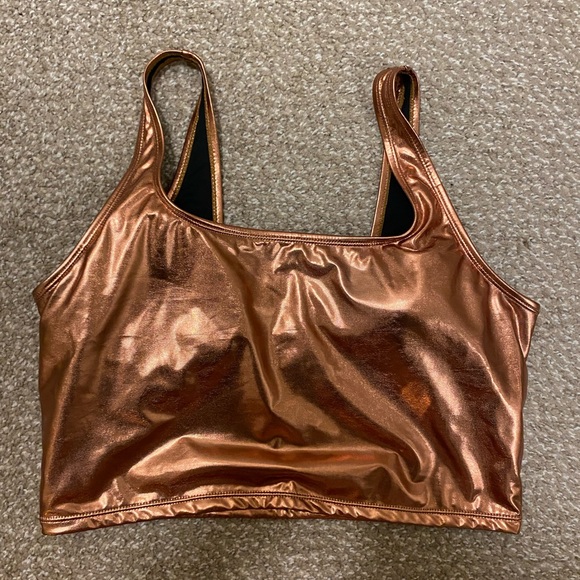 Fashion Nova Metallic Copper Swim Top - Picture 2 of 4